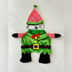 Dog Christmas Elf velvet Costume S green red black nWOT pet cat piglet
